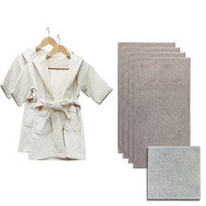 Songwol 松月 兒童浴袍 米色 S號 2入+浴巾 4入+毛巾, 1套