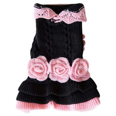 ByCiel 寵物玫瑰針織連身裙, 黑色