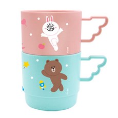라인프렌즈 국산 손잡이컵세트, 브라운, 코니, 1세트