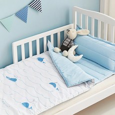 SHEZ HOME 可拆式海洋印花棉枕午睡被 含枕芯, 藍色