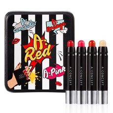 A Concept A 口紅3款+遮瑕套組, 1套, 一支口紅+一支粉色+一支紅橙+一支遮瑕