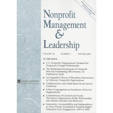 Nonprofit Management & Leadership Volume 18 Number 2 Paperback, Jossey-Bass