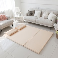 블레딕홈 순면 CP 화이버 3단 메모리 폼 매트리스 멀티 싱글 겉 커버 포함, 베이지, 7cm