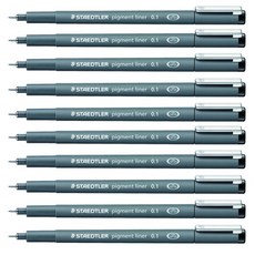STAEDTLER 施德樓 防水代針筆 308 墨水筆 0.1mm, 黑色, 10個