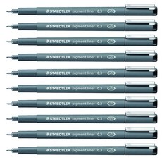 스테들러 피그먼트 라이너 308 잉크펜 0.3mm, 블랙, 10개
