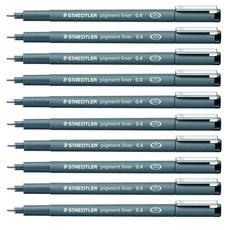 STAEDTLER 施德樓 Pigment Liner 308 代針筆 0.4mm, 黑色, 10入