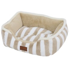 레드퍼피 슬링 스트라이프 사각 펫 쿠션, 다크 베이지, 1개