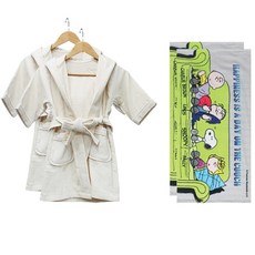 Songwol 松月 浴袍 米色 S號 2入+史努比印花浴巾 2入, 混色, 1組