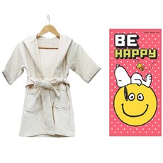 송월타월 유아용가운 베이지 S + 스누피 비해피50 유아용 목욕타올, 혼합 색상, 1세트