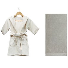 송월타월 유아용가운 베이지 S + 호텔 컬렉션 클래식50 유아용 목욕타올, 올리브그린, 1세트