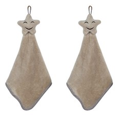 이코디 산호 벨벳 스타 주방수건, 브라운, 2개입