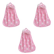 이코디 벨벳 리본 주방수건, 핑크도트, 3개입