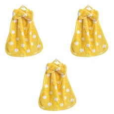 이코디 벨벳 리본 주방수건, 옐로우도트, 3개입