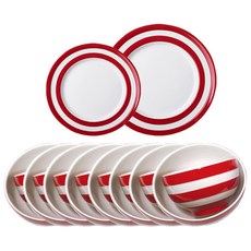 CORNISHWARE 湯碗 + 飯碗 + 盤子 8人份韓式餐具組 紅色, 1套, 湯碗 8p + 飯碗 8p + 邊盤 + 早餐盤