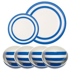 CORNISHWARE 湯碗+飯碗+盤韓式餐具4件套 藍色, 湯碗 4p + 飯碗 4p + 側盤 + 主盤