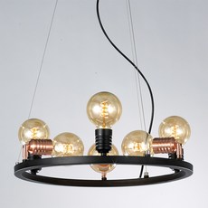 曉星屋 環形 1層 6燈 吊燈, 黑色