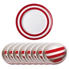 CORNISHWARE 湯碗 + 飯碗 + 盤子 8人份韓式餐具組 紅色, 1套, 湯碗 8p + 飯碗 8p + 主餐盤