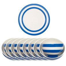CORNISHWARE 湯碗 + 飯碗 + 盤子 8人份韓式餐具組 藍色, 湯碗 8p + 飯碗 8p + 盤子