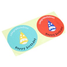 황씨네도시락 고깔생일 원형 도시락스티커 민트 57p + 레드 57p, 혼합 색상, 1세트