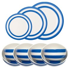 CORNISHWARE 湯碗+飯碗+盤韓式餐具4件套 藍色, 湯碗 4p + 飯碗 4p + 側盤 + 早餐盤 + 午餐盤