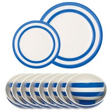CORNISHWARE 湯碗+飯碗+盤韓式餐具8件套 藍色, 湯碗 8p + 飯碗 8p + 側盤 + 主盤