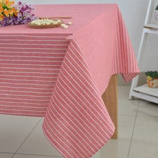 Justin&Chloe 餐桌用品 條紋設計 亞麻桌布, 紅色, 90 x 140 cm