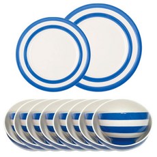 CORNISHWARE 湯碗+飯碗+盤韓式餐具8件套 藍色, 湯碗 8p + 飯碗 8p + 早餐盤 + 午餐盤