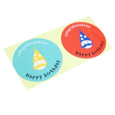 餐盒裝飾貼紙 生日款 薄荷色 36入+紅色 36入, 圓形, 1套