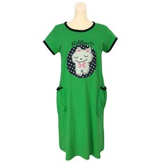 모띠마마 순면 반팔 해피캣 원피스