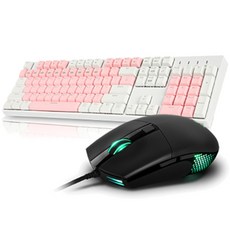 ABKO HACKER 粉紅混合 PBT 鍵帽 彩虹 LED 機械式鍵盤 藍色 K3000 + 滑鼠 A660 3360 感應器, 白色 黑色, K3000(鍵盤)、A660(滑鼠)