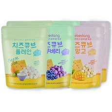 베베당 치즈큐브 혼합형 6봉입, 플레인, 망고, 블루베리, 1세트