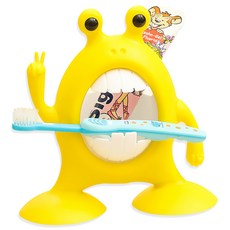 DM 개구리이빨 화장실 칫솔 거치대, 옐로우, 1개