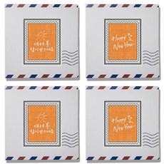 1am: 郵票造型茶包組 新年快樂款, 書法郵票貼紙 4入+信封盒 4入+密封貼紙 4入+三重漿果 3g 2入+巧克力 2.5g 2入, 1組