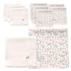 cuby n mom 花朵印花方巾手帕10入組