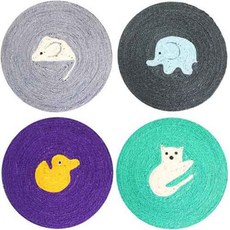 Nayapet 角色圓形貓抓痕 4p 套組, 紫色，薄荷色，灰色，黑色, 1套
