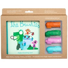 Brushies 動物造型矽膠乳指牙刷 4款+故事書, 混色, 1組