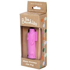 Brushies 動物造型矽膠乳指牙刷, 小豬款(粉色), 1入