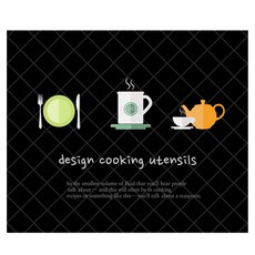 廚房圖案防油汙壁貼 黑色, 1個