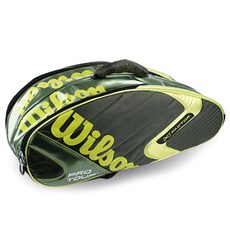 윌슨 K펙터 프로투어 에나멜 배드민턴 2단 가방 6061, 카키 + 라임, 1개