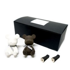 라띠크제이 베어브릭 석고방향제 화이트 + 블랙 + 리필오일 2p + 클립 2p, 블랙체리