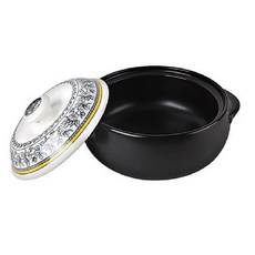 HIMMEL 雙耳陶瓷耐熱砂鍋+印花鍋蓋組 白色, M(21.5cm)