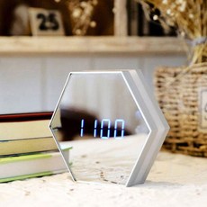 DYNN 六角鏡面LED桌鐘, 銀色