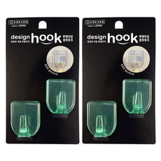 코쿠보 투명 점착후크 대 2p, 그린, 2개