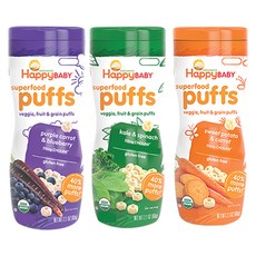 Happy BABY 孩童泡芙 藍莓&紫蘿蔔 60g+甘藍菜&菠菜 60g+地瓜&胡蘿蔔 60g, 藍莓紫蘿蔔綜合口味+甘藍菠菜綜合口味+胡蘿蔔紅薯綜合口味, 1組