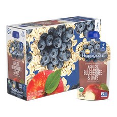 해피베이비 유기농 퓨레 클리얼리 크래프트 2단계 유아스무디 113g, 사과 + 블루베리 + 오트 혼합맛, 8개입