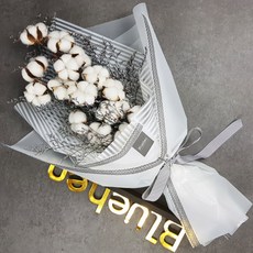 블뤼엔 미스티블루 목화 드라이플라워 꽃다발 2, 화이트, 2개