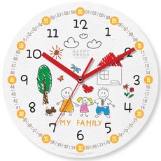 HAPPYVIRUS 어린이 교육용 벽시계, 2131우리가족