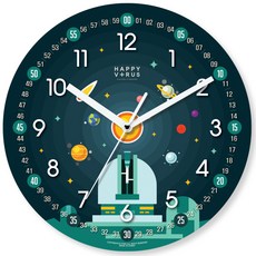 HAPPY VIRUS 快樂病毒兒童教育太空旅行插圖室內低噪音掛鐘, 2100天文台