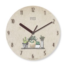 HAPPY VIRUS 插畫圖案靜音掛鐘, 1052 架子上的花盆