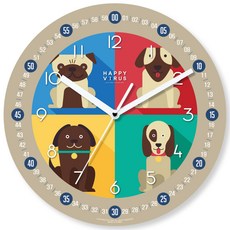 HAPPYVIRUS 어린이 교육용 벽시계, 2124두번째빨주노초
